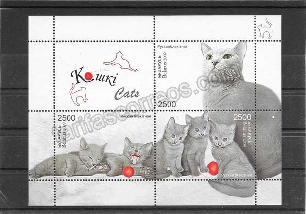 Filatelia sellos hojita bloc fauna gatos.