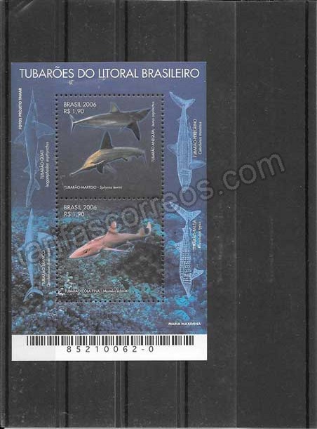 Filatelia sellos hojita bloc de fauna marina