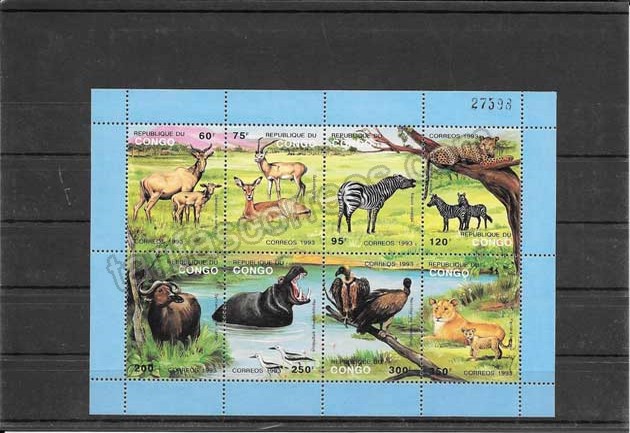 valor y precio Colección sellos hojita bloc fauna - protección a la naturaleza Congo