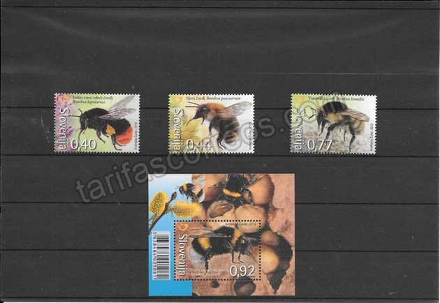 Filatelia sellos serie y hojita fauna abejas