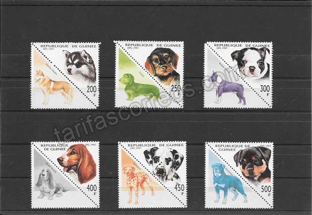 enviar paquetes desde - valor sellos serie fauna perros con viñetas
