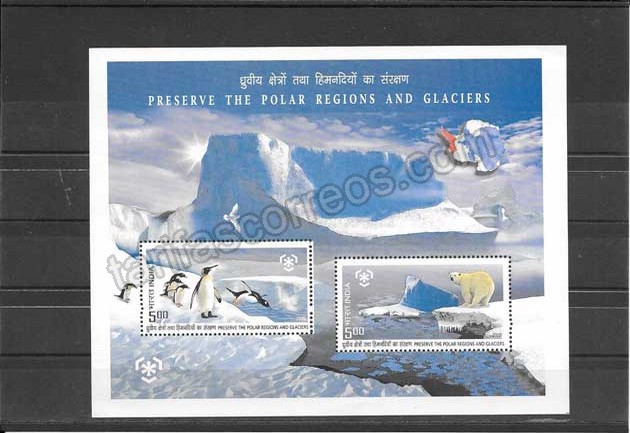 Filatelia sellos fauna zonas polares India-2009-06