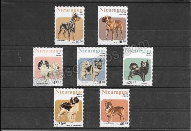 valor y precio Colección sellos serie de fauna - perros Nicaragua 