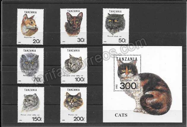 comprar Estampillas fauna gatos Tanzania-1992-01