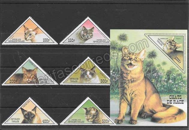 enviar paquetes desde - valor sellos filatelia fauna Togo gatos