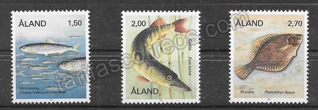 comprar Estampillas fauna peces Aland 1990