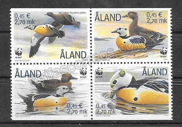 valor y precio Colección sellos fauna protegida Aland 2001