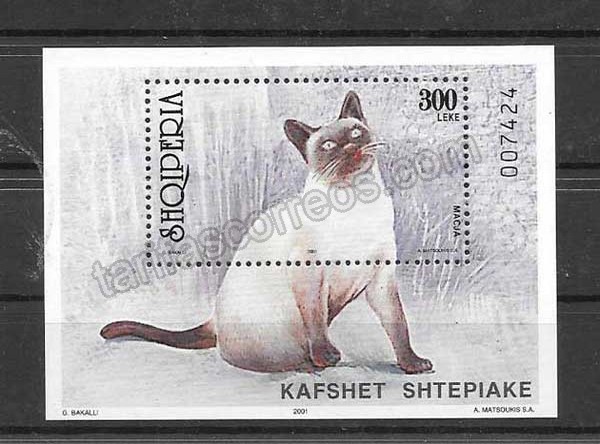 comprar Estampillas gatos Albania-2001-01