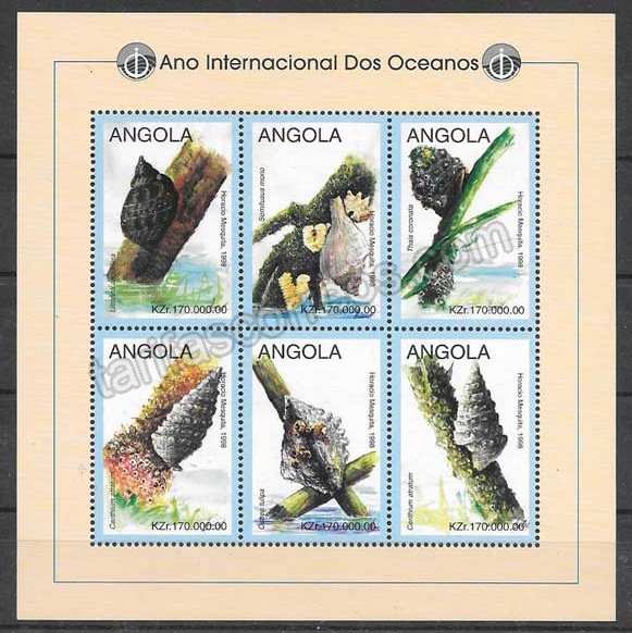 Filatelia fauna Angola 1998