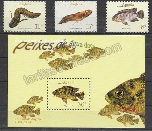 enviar paquetes desde - valor sellos colección fauna Angola 2001