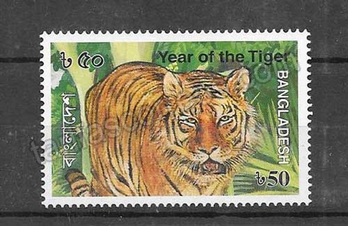Filatelia sellos año lunar tigre Bangladesh-2010-01