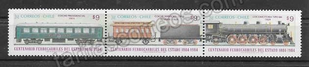 Filatelia sellos transporte ferroviario de Chile