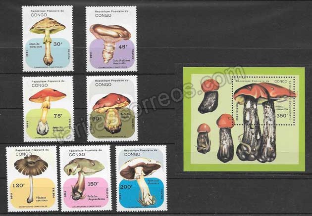 Filatelia sellos tema de flora de hongos