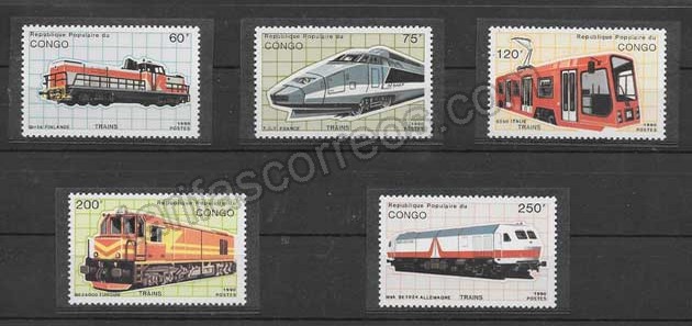 enviar paquetes desde - valor sellos filatelia trenes Congo-1991-02