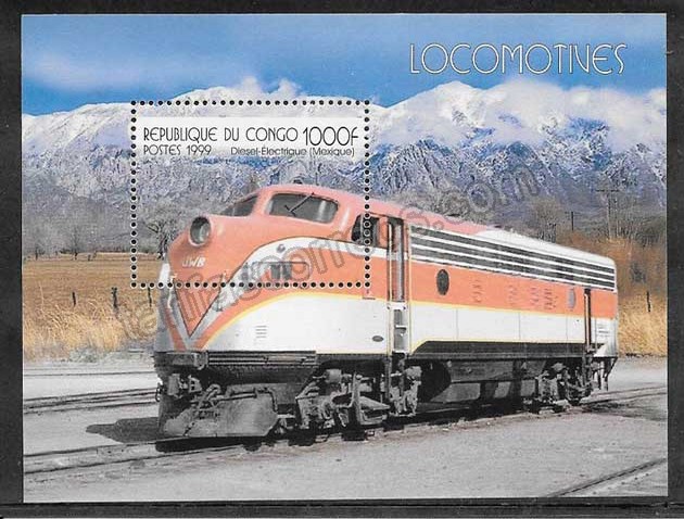 enviar paquetes desde - valor sellos filatelia trenes Congo-1999-01