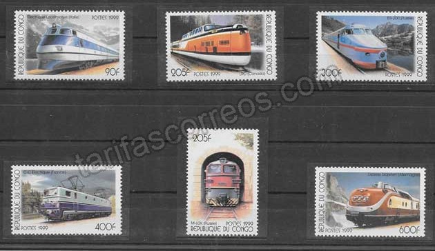 enviar paquetes desde - valor sellos filatelia trenes Congo-1999-02