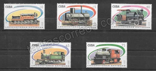  Sellos Filatelia transporte ferroviario Cuba 2001