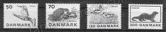 Filatelia sellos fauna de Dinamarca 1975