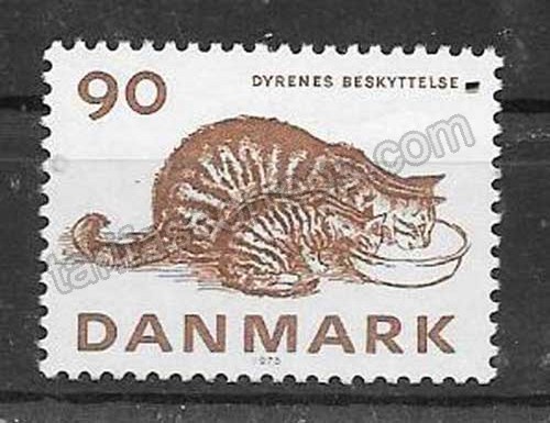 valor y precio Colección sellos fauna - gato de Dinamarca 1975