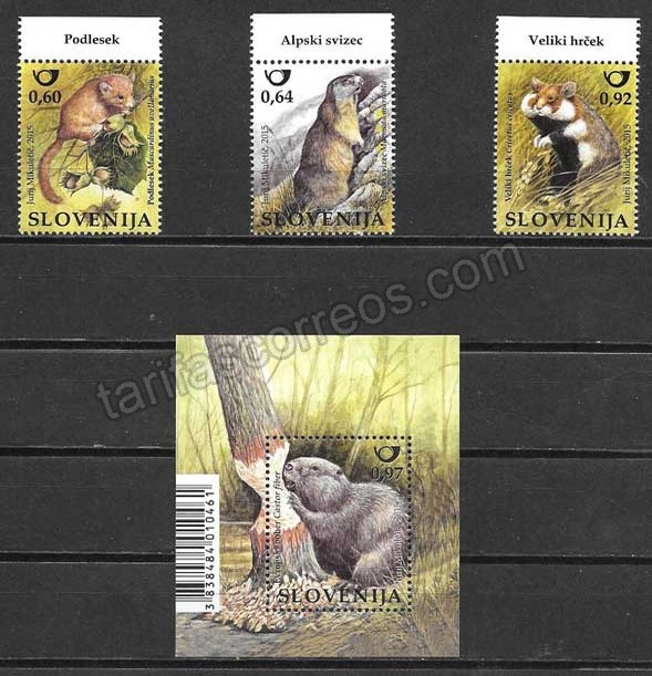 enviar paquetes desde - valor sellos fauna Eslovenia 2015