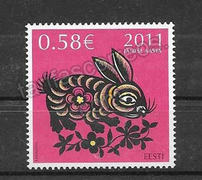 enviar paquetes desde - valor sellos Estonia año lunar conejo -2011-01