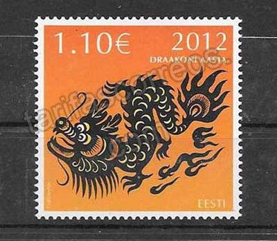 enviar paquetes desde - valor sellos Estonia- año lunar dragón 2012-01
