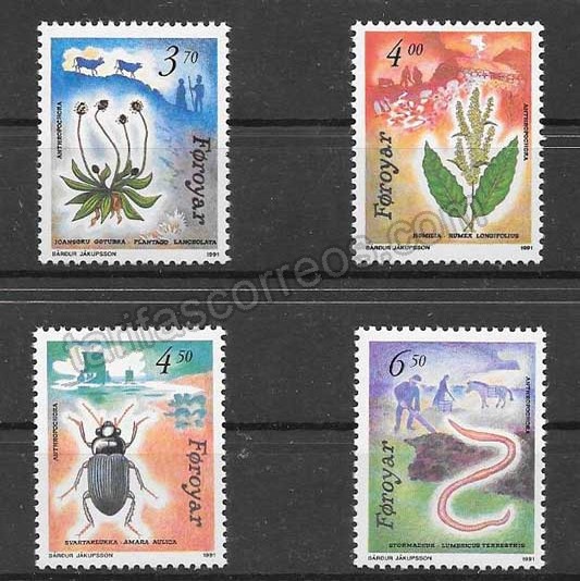 enviar paquetes desde - valor sellos Filatelia fauna y flora Feroe 1991