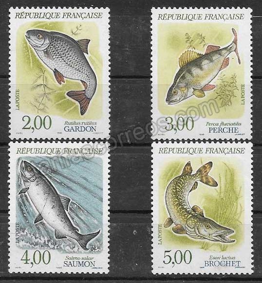 valor y precio Colección sellos peces Francia 1990
