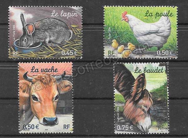 enviar paquetes desde - valor sellos filatelia fauna doméstica Francia 2004