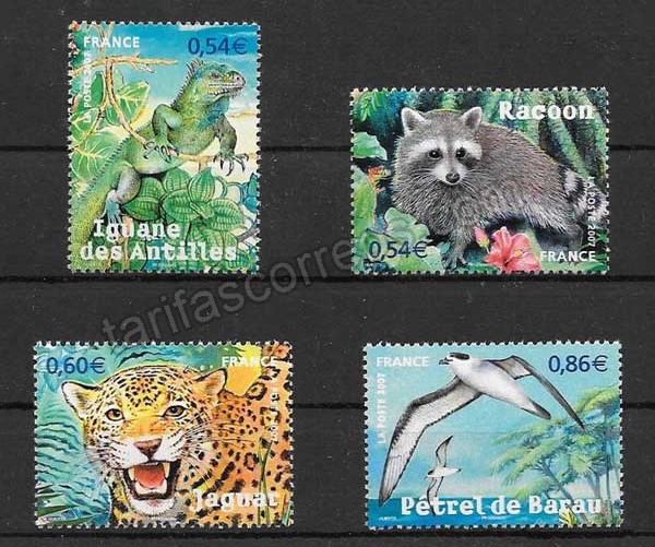 enviar paquetes desde - valor sellos filatelia fauna diversa Francia 2009