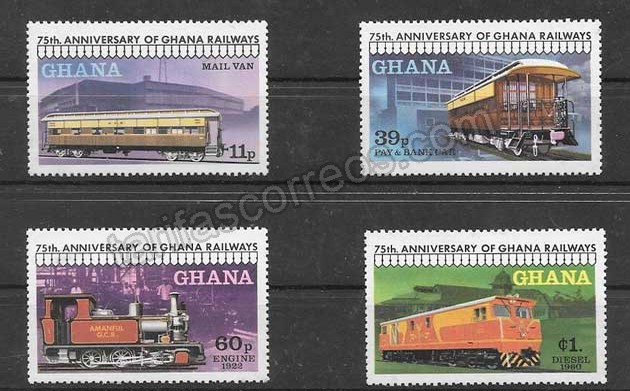 comprar Estampillas trenes de Ghana 1978