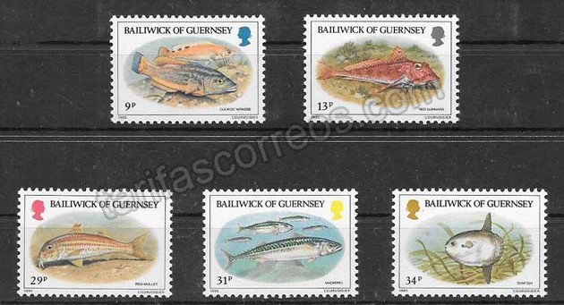 valor y precio Colección sellos fauna marina Guernsey 1985