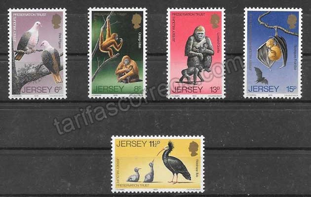 Filatelia sellos protección de la fauna Jersey