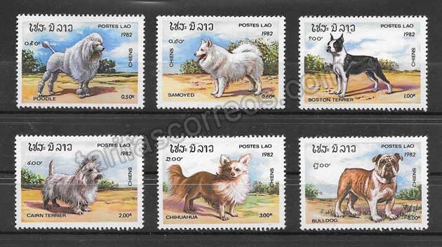 enviar paquetes desde - valor sellos  diversidad de perros Laos 1982