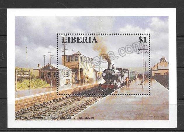valor y precio Colección sellos locomotoras de Liberia 1996