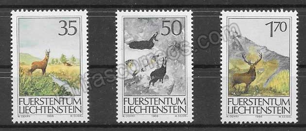 Filatelia fauna Liechtenstein 1986