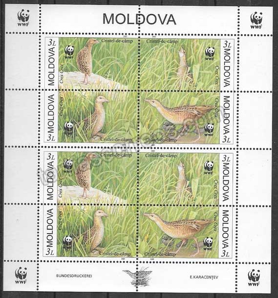 Filatelia fauna wwf Moldavia 2001