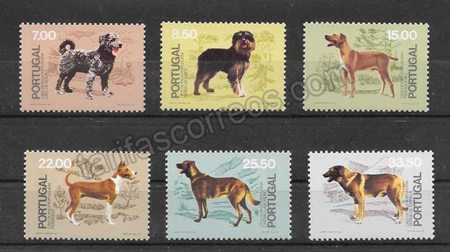 Filatelia sellos diferentes perros de Portugal