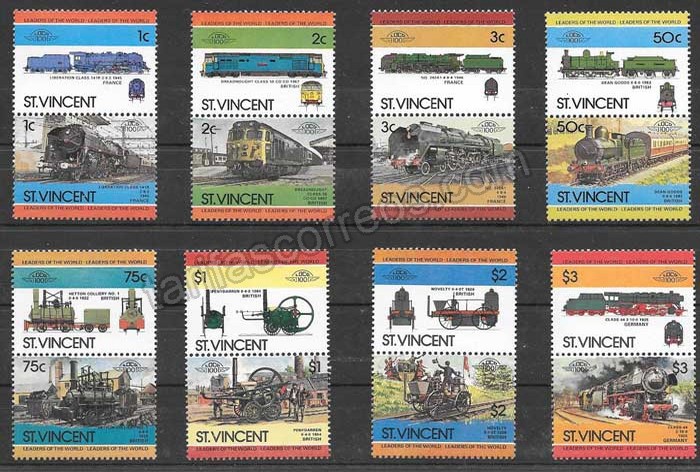enviar paquetes desde - valor sellos trenes 1984 St Vincent