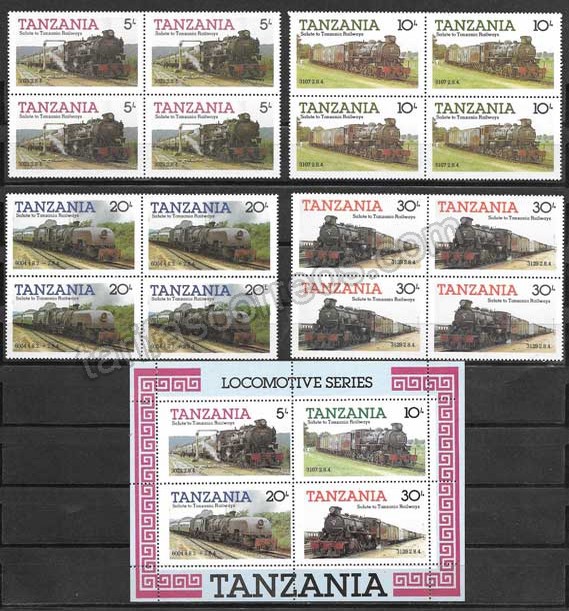 Filatelia sellos trenes y locomotoras de Tanzania