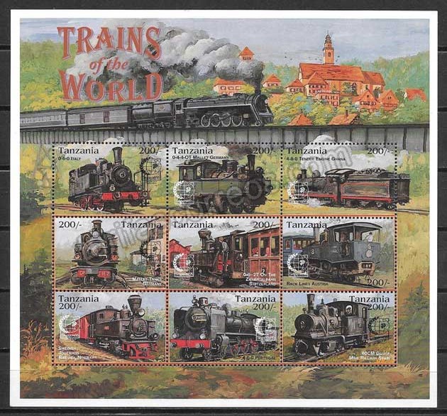 valor y precio Colección sellos trenes Tanzania 1995