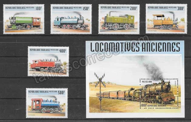 Filatelia sellos trenes locomotoras de Togo 1990