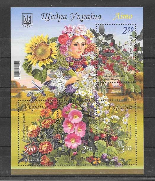 Filatelia Sellos  hojita de 4 sellos fauna y flora 2012