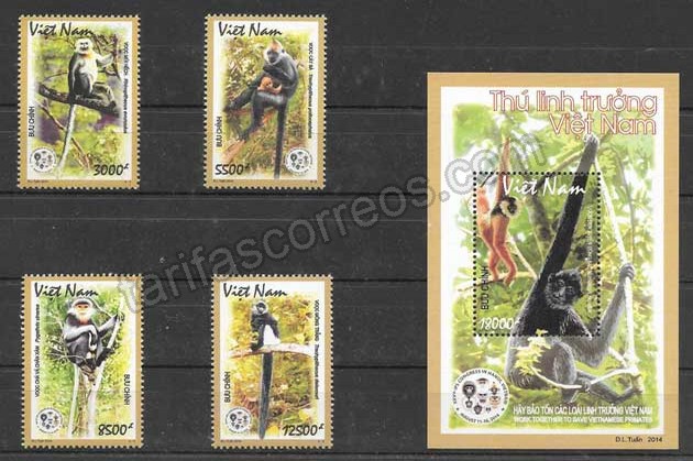 enviar paquetes desde - valor sellos colección fauna Viet Nam 2014