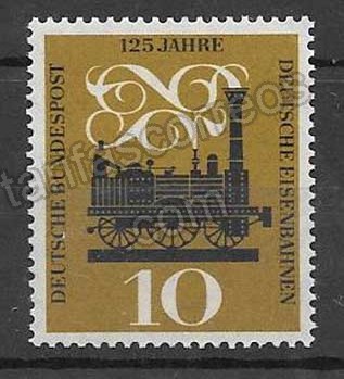  Colección sellos transporte ferroviario Alemania 1960