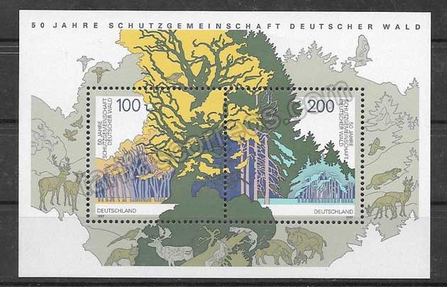 enviar paquetes desde - valor sellos Filatelia protección de los bosques alemanes
