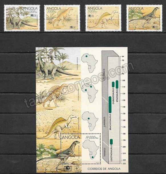 Filatelia fauna - dinosaurios Angola 1994