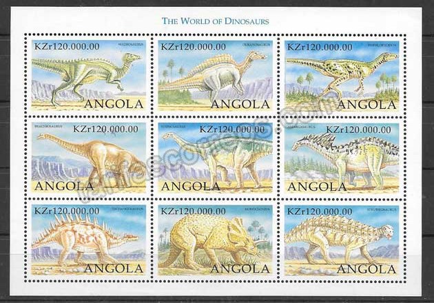 enviar paquetes desde - valor sellos Filatelia fauna prehistórica de Angola