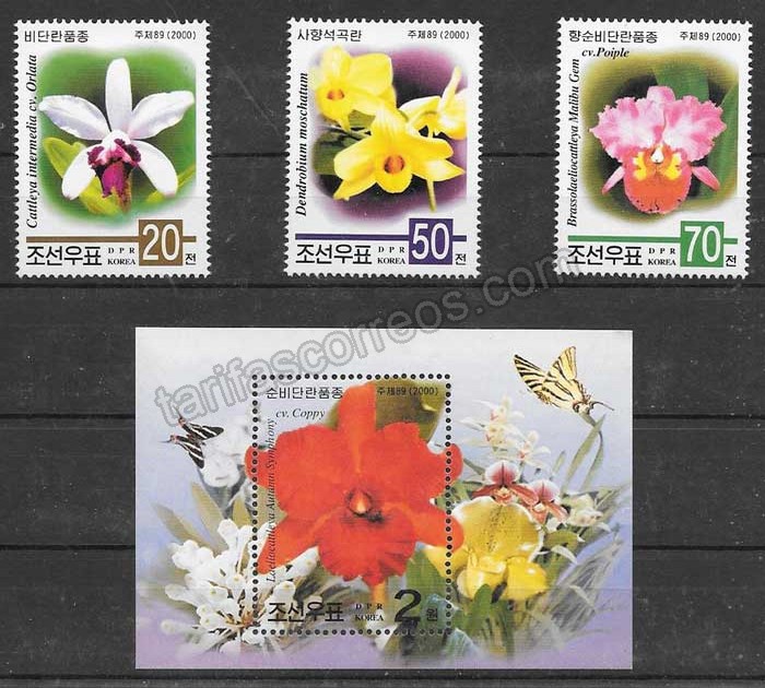 Filatelia orquídeas Corea del Norte 2000
