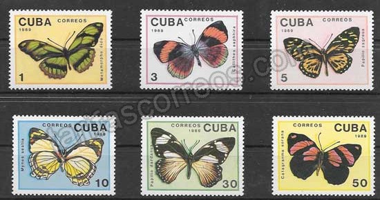enviar paquetes desde - valor sellos mariposas de 1989 Cuba